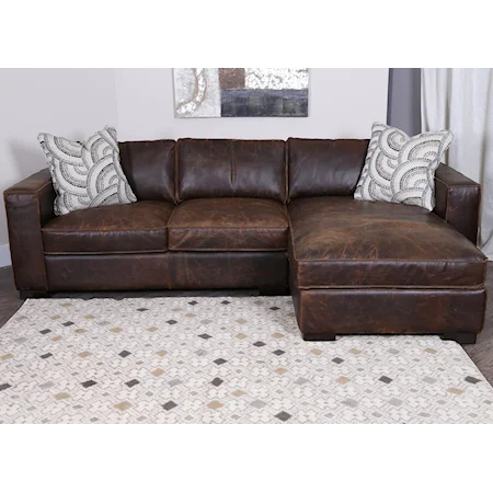 Leather Two Piece Sectional Sofa with RAF Chaise